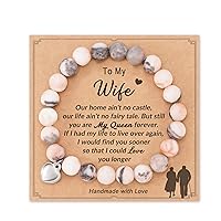 HGDEER Gifts for Wife, Natural Stone Heart Bracelets Christmas Birthday Gifts for Wife from Husband