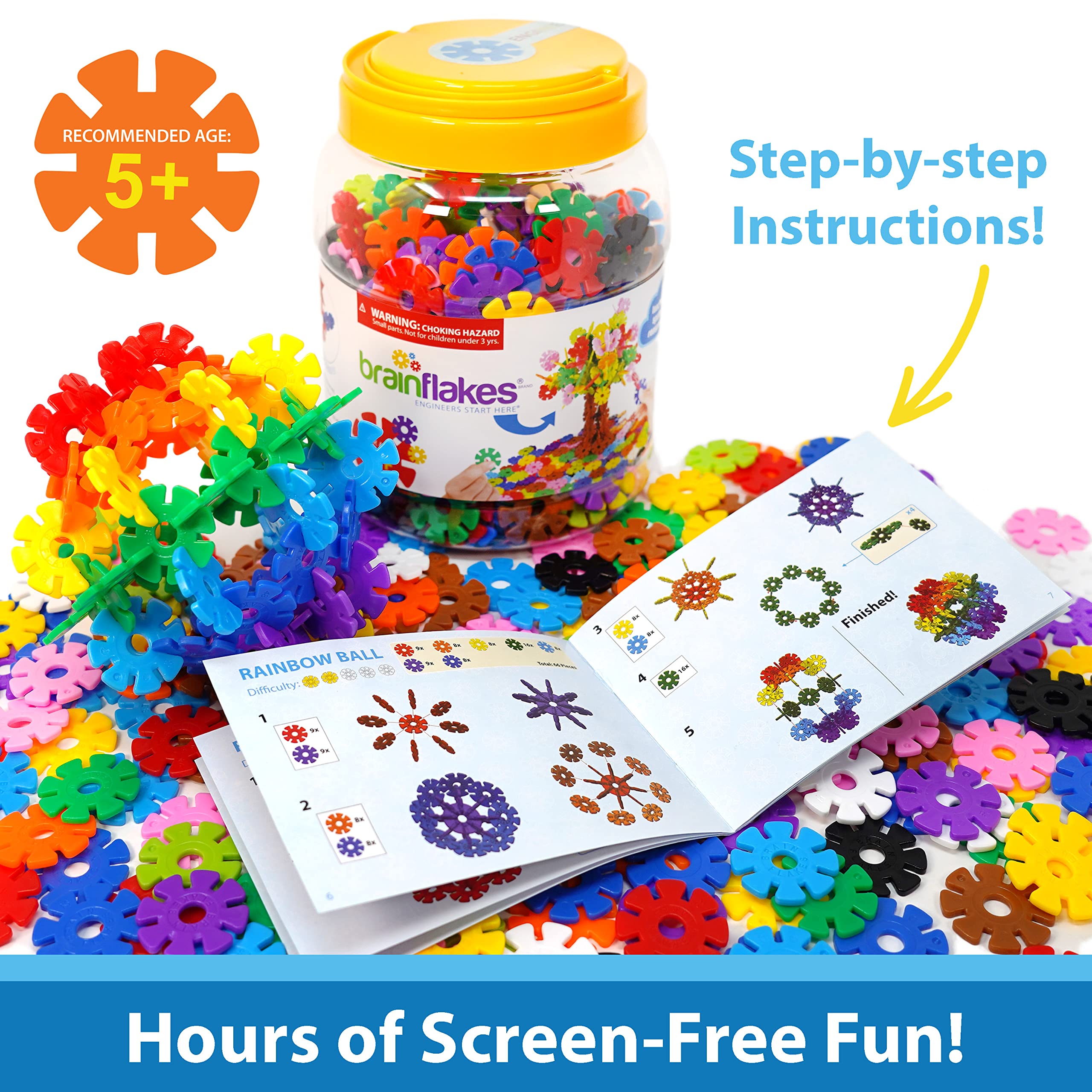 VIAHART Brain Flakes 500 Piece Interlocking Plastic Disc Set - A Creative and Educational Alternative to Building Blocks - Tested for Children's Safety - A Great Stem Toy for Both Boys and Girls