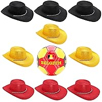 Toyland® Country Themed Soccer Bundle - 1 x Soccer Ball (8lbs/Size 5) & 9 Glitter Cowboy Hats (34cm/13) Euros & World Cup