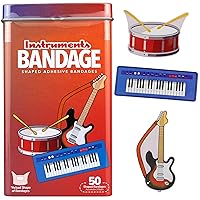 BioSwiss Bandages, Musical Instruments Shaped Self Adhesive Bandage, Latex Free Sterile Wound Care, Fun First Aid Kit Supplies for Kids and Adults, 50 Count