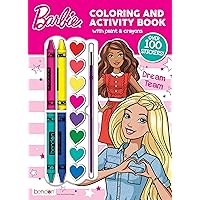 Bendon Barbie Mattel 128 Page Coloring Book with 8 Paint Pods and 4 Crayons 49751