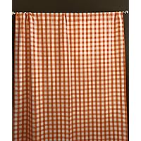 Gingham Checkered Plaid Poplin Curtain Panel/Home Window Decor / 58 Inch Wide (Orange, 72
