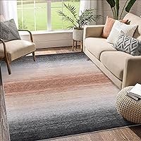 4x6 Bedroom Area Rug Modern Abstract Area Rug Non-Slip Stain Resistant Ombre Rug Machine Washable Contemporary Floor Cover Gradient Accent Carpet Rug for Living Room Kitchen, Grey/Brown