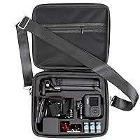 PellKing Hard Case for GoPro Hero 12/11/10/9/8/7/2018/6/5 Blcak/4 Silvery Action Camera, Accessories Carrying Storage Shoulder Bag With Strap for DJI Osmo Action 4/3 Insta360 Ace Pro