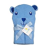 Spasilk Baby Bath Hooded Terry Bear Bath Towel with Ears for Newborns And Infants, Baby Bath Essentials, One Size, Blue Bear