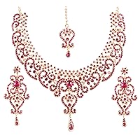 Indian jewelry set for women bollywood gold jewellery wedding outfits necklace sets earrings bridal maang tikka fancy costume girls big desi accessories rhinestone in gold or silver tone