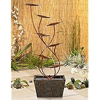 Ashton Curved Leaves Modern Outdoor Floor Water Fountain 41
