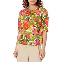 Velvet by Graham & Spencer Women's Carrie Printed Cotton Cambric Top
