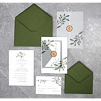 30 Set Wedding Invitations With Envelopes And Rsvp Cards,Greenery Wedding Invitations,Include 5x7 inch Fill-in Invitation,Vellum Wrap,Rsvp Card, Self Seal Envelopes,Gold Wax Seal Stickers