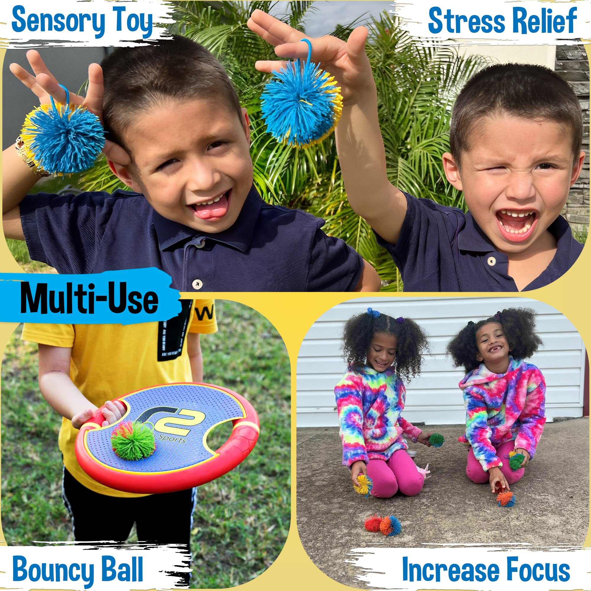 Kooosh Balls for Kids 8 Pack - Easter Gift Ball Stress Relief Monkey Balls Fidget Toy for Kids - Toss & Catch Monkey Stringy Balls & Sensory Toys for All Ages of Boys & Girls 4 5 6 7 8 9 10 Year Olds
