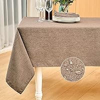 Mebakuk Rectangle Table Cloth Linen Farmhouse Tablecloth Waterproof Anti-Shrink Soft and Wrinkle Resistant Decorative Fabric Table Cover for Kitchen (Flaxen, 60