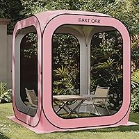 EAST OAK Screen House Tent Pop-Up, Portable Screen Room Canopy Instant Screen Tent 6 x 6 FT with Carry Bag for Patio, Backyard, Deck & Outdoor Activities, Pink