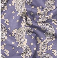 Soimoi Cotton Satin Spandex Purple Fabric by The Yard - 54 Inch Wide - Leaves Paisley Botanical - Nature's Beauty Enhanced with Paisley Patterns and Leaves Printed Fabric
