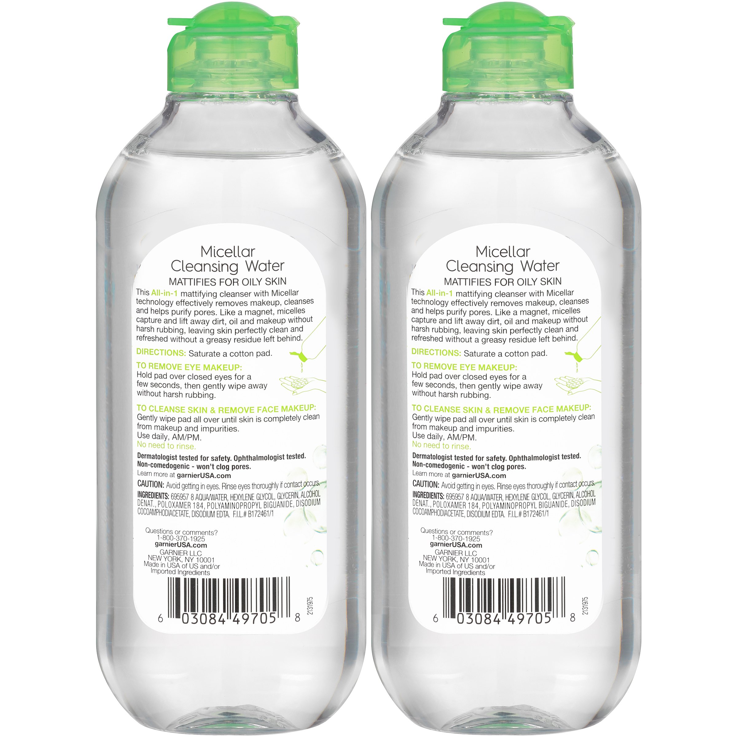 Garnier SkinActive Micellar Water for Oily Skin, Facial Cleanser & Makeup Remover, 13.5 Fl Oz (400mL) 2 Count (Packaging May Vary)