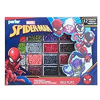 Perler Marvel's Spider-Man Deluxe Box Fused Bead Kit, 12 Unique Patterns with Pegboard, Multicolor 4453 Pieces