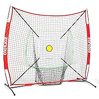 6x6ft Portable Baseball & Softball Net for Hitting and Pitching, with Sturdy Bow Frame and Carry Bag, Special Circular Target and Strike Zone for Accurate Throwing Practice, Great for Kids