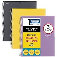 Five Star Interactive Notetaking Spiral Notebooks, 3 Pack, 1-Subject, College Ruled Paper, 11