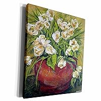 3dRose White Flowers in Pottery - Museum Grade Canvas Wrap (cw_66323_1)
