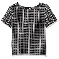 Vince Camuto Women's Short Sleeve Even Plaid Shell