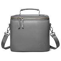 Simple Modern Vegan Leather Lunch Bag for Women, Men, Work | Reusable Insulated Cooler Box Cute Faux PU Leather Tote | Blakely Collection | 4 Liter | Gray