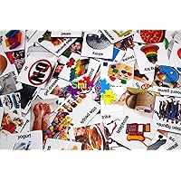 Original Hand Made in USA 160 Small Loose Visual Communication Photo cards. Autism Language Flash Cards, Vocabulary, Picture, Cards, Easy To Use ABA Learning Speech Therapy Language Articulation For A