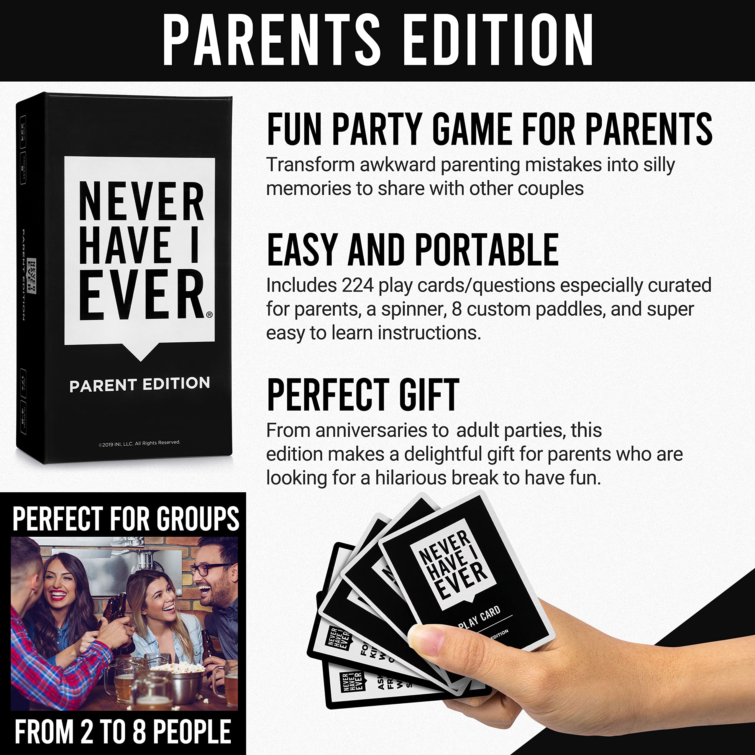 Never Have I Ever Parent's Edition Card Game Set | Fun Game Night Party Games for Adults | for 2+ Players | Ages 17 +