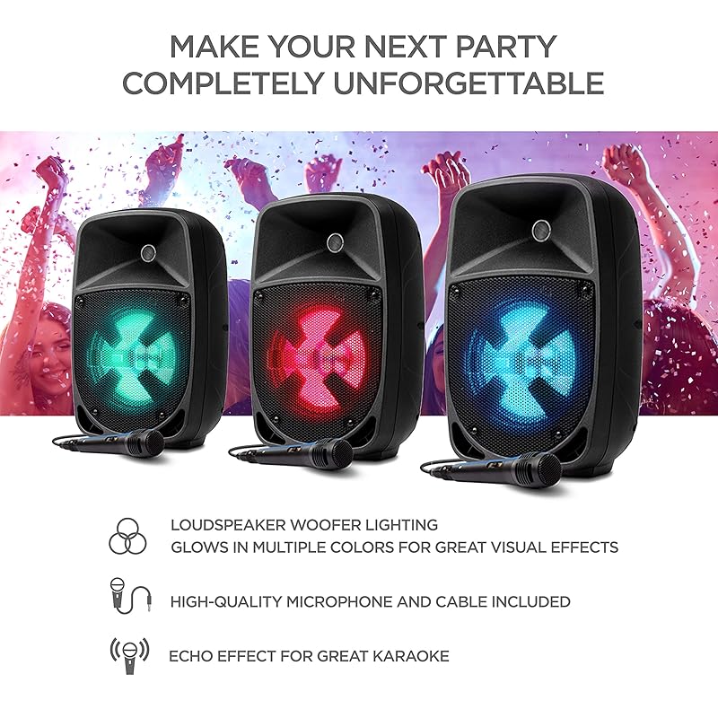 Mua ION Audio Pro Glow 8-150W Wireless Bluetooth Speaker Portable PA System  with Karaoke Microphone, Vocal Effects, USB/SD Playback and FM Radio  Pyle  Bass EQ Effect Pedal, Black, 3.78X.55X.59 (PSTND2) trên