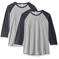 Women's Baseball T-Shirt (2 Pack) Crewneck 3/4 Sleeve, Vn Heather/Vn N, M