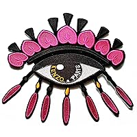 Nipitshop Patches Big Size Patch beautiful Eye Eyelash Big Eye Embroidery Patch Heart Eye Embroidered Patch Embroidery Applique Pink Eye Embroidery Patch Lady Eye Dress Patch for Clothes or Gift Sets