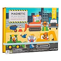 Petit Collage Magnetic Play Scene, Construction Site – Magnetic Game Board with Mix and Match Magnetic Animal Friends, Ideal for Ages 3+ – Includes 2 Scenes and 40 Magnet Pieces