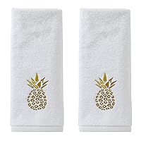 by Saturday Knight Ltd. Gilded Pineapple Hand Towel (2-Pack), White, Small