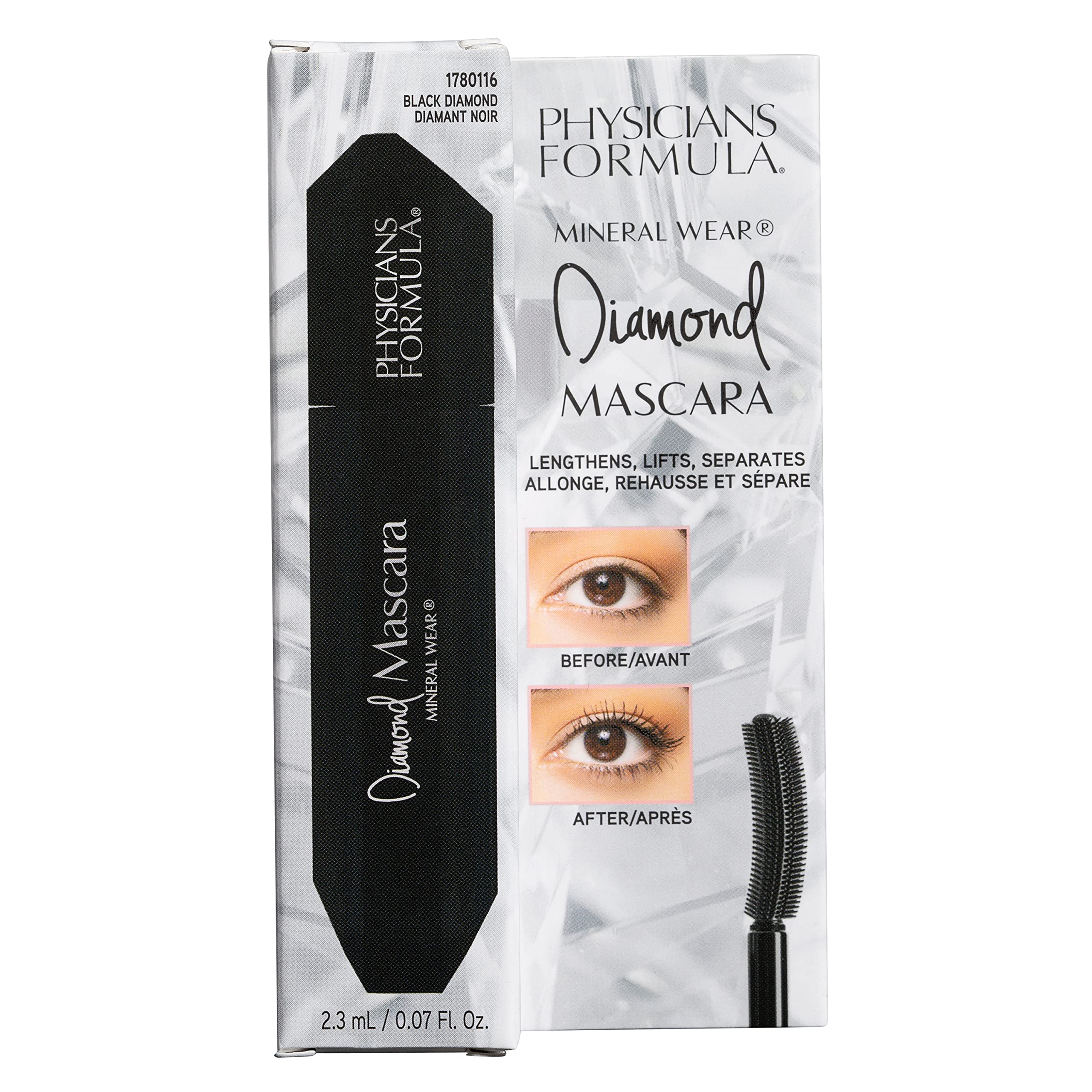 Physicians Formula Mini Diamond Mascara Black 0.07 FL OZ |Dermatologist Tested, Opthahlamologist Approved, Sensitive Eyes