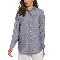 Cubavera Women's Long Sleeve Button-Down 100% Linen Blouse (Size Small-X-Large)
