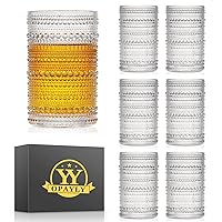 hobnail drinking glasses Highball Glasses Set of 6 12oZ Embossed Vintage Drinking Water Cocktail Whiskey Beverages Juice Milk Soda Gift for Men Women-Fathers Day Gift