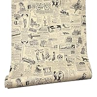 Yifely Vintage Newspaper Decorative Contact Paper Vinyl Self Adhesive Shelf Drawer Liner Home Decor 17x118 Inch