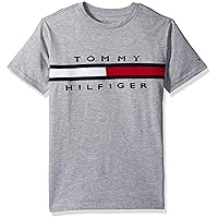 Tommy Hilfiger Boys' Short Sleeve Flag Crew Neck T-Shirt, Legacy Grey Heather, 6