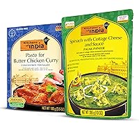 Kitchens of India Paste for Butter Chicken Curry, 3.5 Ounces (Pack of 6) & Kitchens of India Palak Paneer, Spinach with Cottage Cheese and Sauce, 10 Ounces (Pack of 3)
