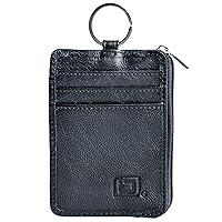 RFID Slim ID Wallet Card Holder - Key Ring Front Pocket Wallet with Coin Zipper