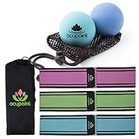 Physical Massage Therapy Ball Set - Ideal for Yoga, Deep Tissue Massage, Trigger Point Therapy and Myofascial Release Physical Therapy Equipment + Set of 3 Booty Bands