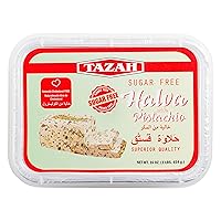 Tazah Sugar Free Halva with Pistachios 16oz Sesame Tahini Pistachio Halawa 1 Pound