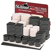 Yelanon Felt Furniture Pads -182 Pcs Furniture Pads Self Adhesive,Cuttable Felt Chair Pads,Anti Scratch Floor Protectors for Furniture Feet Chair Legs, Felt Pads for Hardwoods Floors,Black & Beige