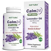 Calm Aid Lavender Oil Pills - 500mg -60 Softgels - 100% Natural, Helps Reduce Stress, Calming for Body & Mind, Sleep Aid, Non-GMO, Certified Kosher