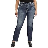 Silver Jeans Co. Women's Plus Size Avery High Rise Curvy Fit Straight Leg Jeans