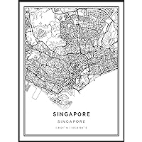 Singapore map Poster Print | Modern Black and White Wall Art | Scandinavian Home Decor | City Prints Artwork | Fine Art Posters 18x24