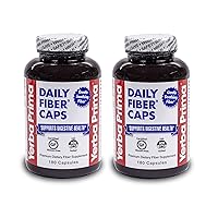 Yerba Prima Daily Fiber Formula - 180 caps (Pack of 2) - Soluble & Insoluble Dietary Fiber Supplement - Colon Cleanse - Gut Health - Vegan, Non-GMO, Gluten-Free