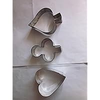 Vintage ( Set of 3) Heart, Spade, Club, Tin Cookie Cutters ,( playing card shapes) Size 3 1/2