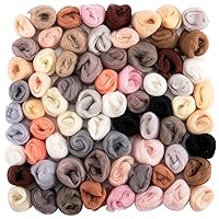 20 Macaron Colors Nature Fibre 100% Wool Yarn Roving Hand Spinnings for DIY Craft Materials,Wool Felting Yarn Supplies,10g/Color Gisimo 7.05oz 40pcs Needle Felting Wool 