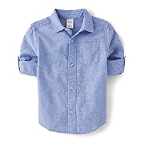 Boys' and Toddler Long Sleeve Linen Button Up Shirt