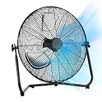Amazon Basics 20-Inch High-Velocity Industrial Fan with 3 Speeds, Durable Metal Construction and Aluminum Blades, Ideal for Industrial & Commercial Spaces, 125 Watts, Black, 9.45