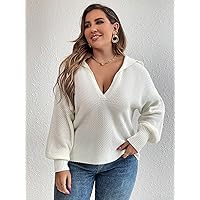 Casual Ladies Comfortable Plus Size Sweater Plus Batwing Sleeve Sweater Leisure Perfect Comfortable Eye-catching (Color : Beige, Size : XX-Large)